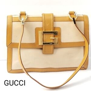 Authentic lovely Vintage Y2K Gucci Canvas and leather Small Hobo handbag